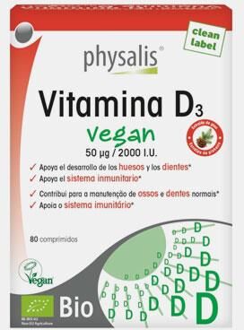 PHYSALIS VITAMINA D3 VEGAN 2000IU 80 COMPRIMIDOS