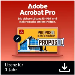 Adobe Acrobat Pro – 1 Jahr Lizenz | PC & Mac | 1 User - 2 Geräte | Download