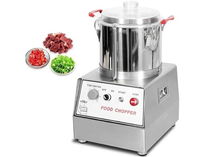 ZenSeFarin Automatische Küchenmaschine Aus Edelstahl,Elektrische Zerkleinerungsmaschine,Gewerblicher Fleisch Und Gemüseschneider,1500 U/Min,Geschlossenes Gehäuse,Transparenter Deckel,Griffe 5L