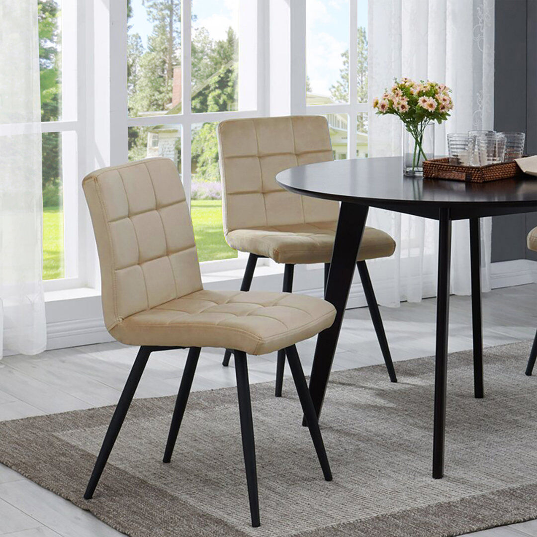 Zipcode Design Leann Tufted Velvet Upholstered Back Side Chair Cream Velvet 81.5cm H X 43cm W X 56.4cm D