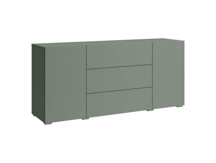 P & B Sideboard Berlin, Salbeigrün, Kunststoff, 4 Fächer, 3 Schublade(n) Schubladen, 150x68x38.5 cm, Fsc, stehend, spiegelbildliche Montage möglich, Wohnzimmer, Kommoden & Sideboards, Sideboards