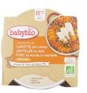 Babybio Cassolette de Carotte Lentilles du Gers Porc de Corrèze au Cumin - Carton 1 assiette de 260 g