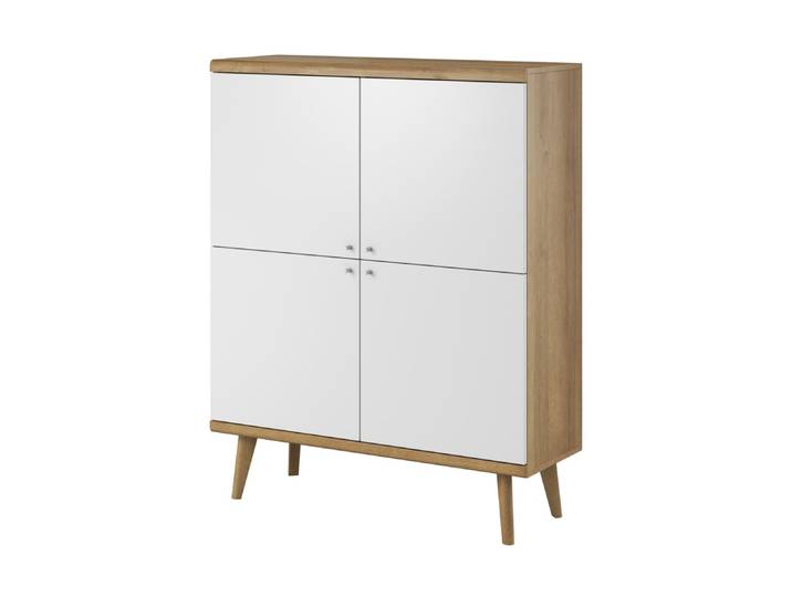 Commode effet bois Crème et Blanc