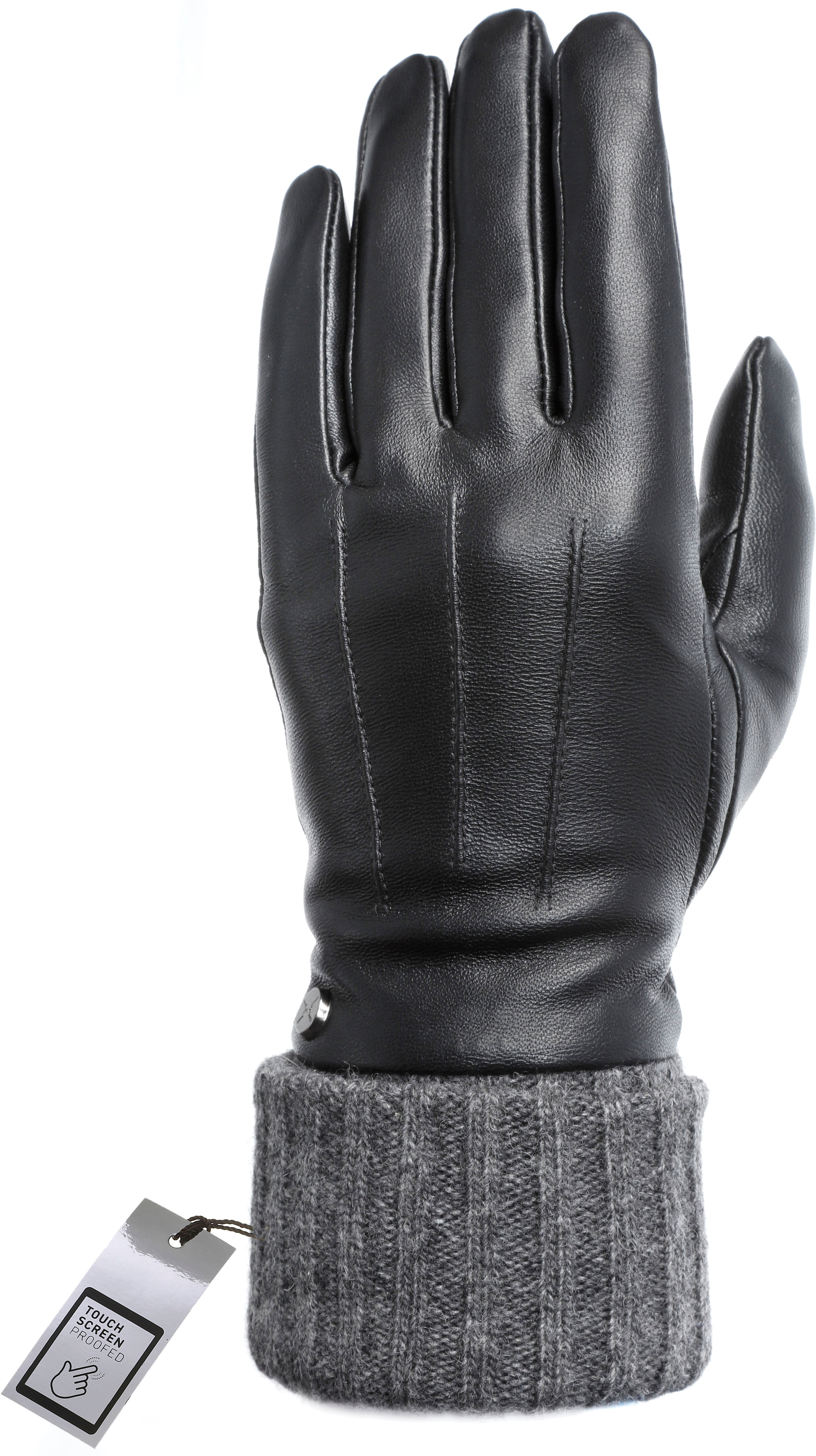 Lederhandschuhe PEARLWOOD "Lipa", Damen, Gr. 7, schwarz, Schafsleder, unifarben, festlich, Handschuhe Lederhandschuhe, Touchscreen proofed - mit 10 Fingern bedienbar