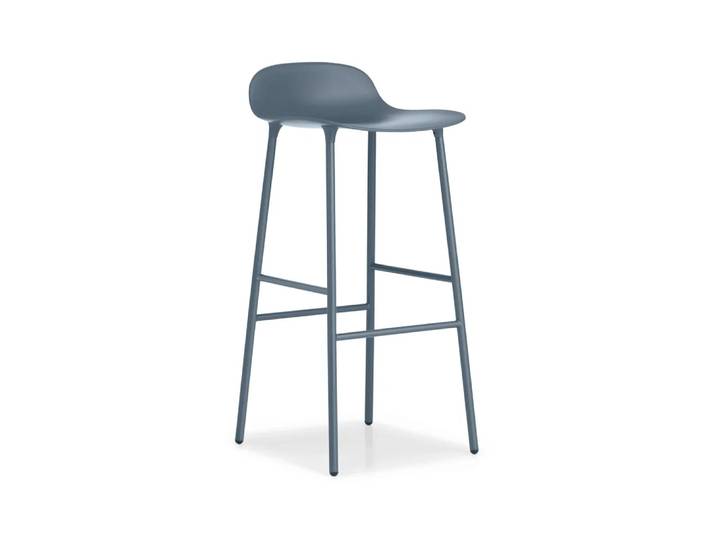Normann Copenhagen Form Barstuhl hoch Blue, Blaulackierte Stahlbeine