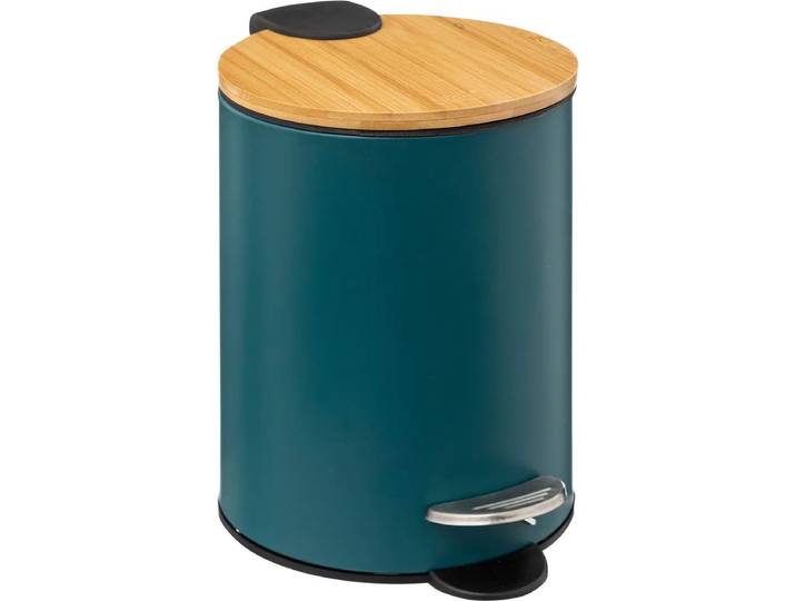 5Five Pedaalemmer - softclose - 3L - petrolblauw - D17 x H24 cm - prullenbak voor badkamer