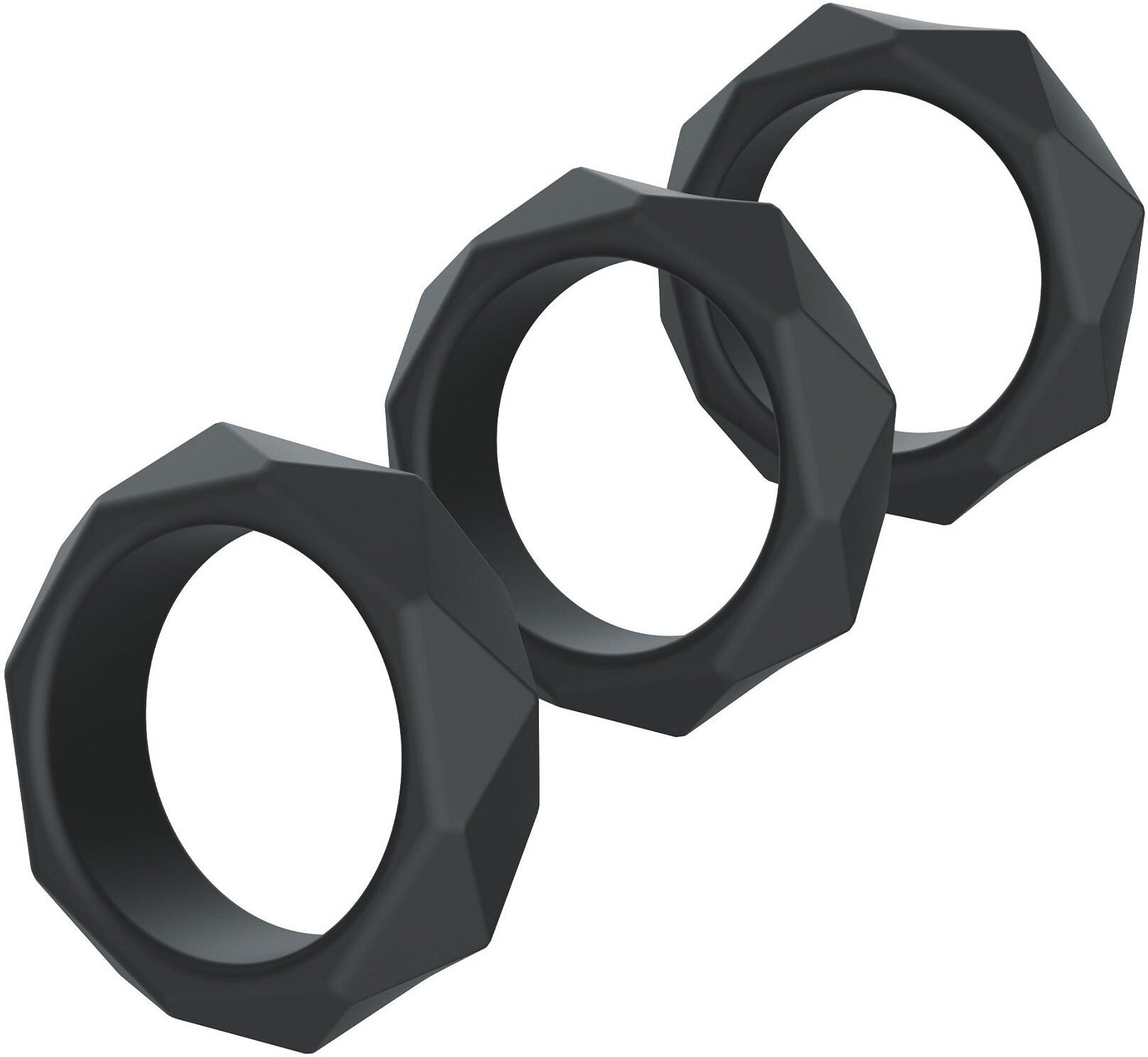 Hidden Desire Lot de 3 Cockrings Silicone Heavy C-Ring Noirs