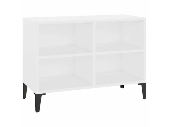 KUPTYERFG TV Schrank Weiss 69,5x30x50 cm Sideboard mit Metallbeinen Kompaktes Sideboard für Schlafzimmer und Wohnzimmer, 4 Fächer bieten Stauraum für Medien, stabile Konstruktion.