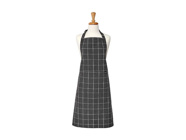 Kochschürze LADELLE Eco Check 70 x 89 cm , grau (anthrazit), B:70cm L:89cm, Baumwolle, Schürzen, Kochschürze