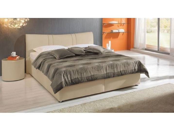 Polsterbett Venetien Kunstleder mit Bettkasten 200x200cm Sand klassischer Stil,