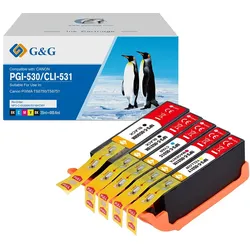 Kompatibel mit 5 Canon PGI-530/ CLI-531 Druckerpatronen