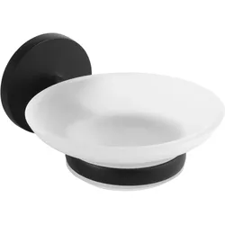 Brillantbad BOX Seifenschale Zink Milchglas Schwarz 138x110x60 mm für Bad & Küche >> zum Bohren