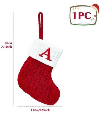Uplift Treasures Personalized Christmas Knit Stocking With Snowflake Design a
