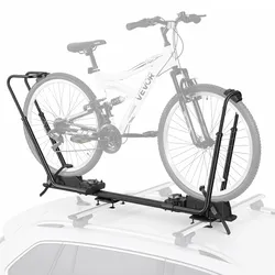 VEVOR Aufrechter Dachfahrradträger für 1 Fahrrad Doppelarmträger Klappbar, 20 kg Tragkraft, Aluminiumlegierung, Q235-Stahl, mit Befestigung ohne Rahmenkontakt, Sicherheitsschnalle und Montagezubehör