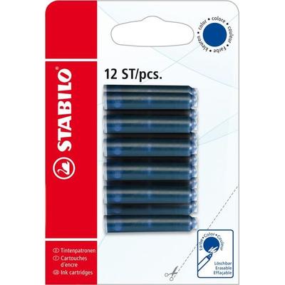 STABILO Patronen zum Nachfüllen - Tintenpatrone - Schreibfarbe blau (löschbar) - 12er Pack