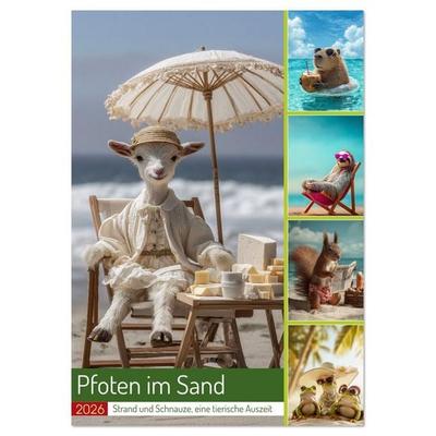 Pfoten im Sand (Tischkalender 2026 DIN A5 hoch), CALVENDO Monatskalender