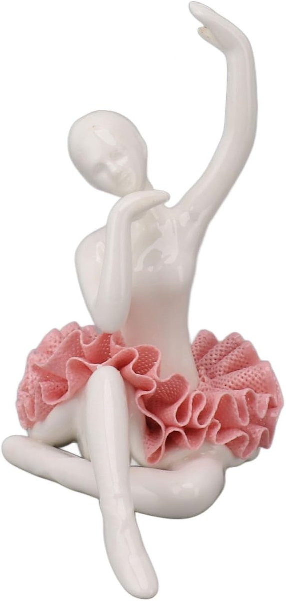 Ballerina Beeldje Dansend Meisje Keramiek Roze