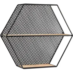 Wandregal Lelia Natur/Schwarz Echtholz/MDF