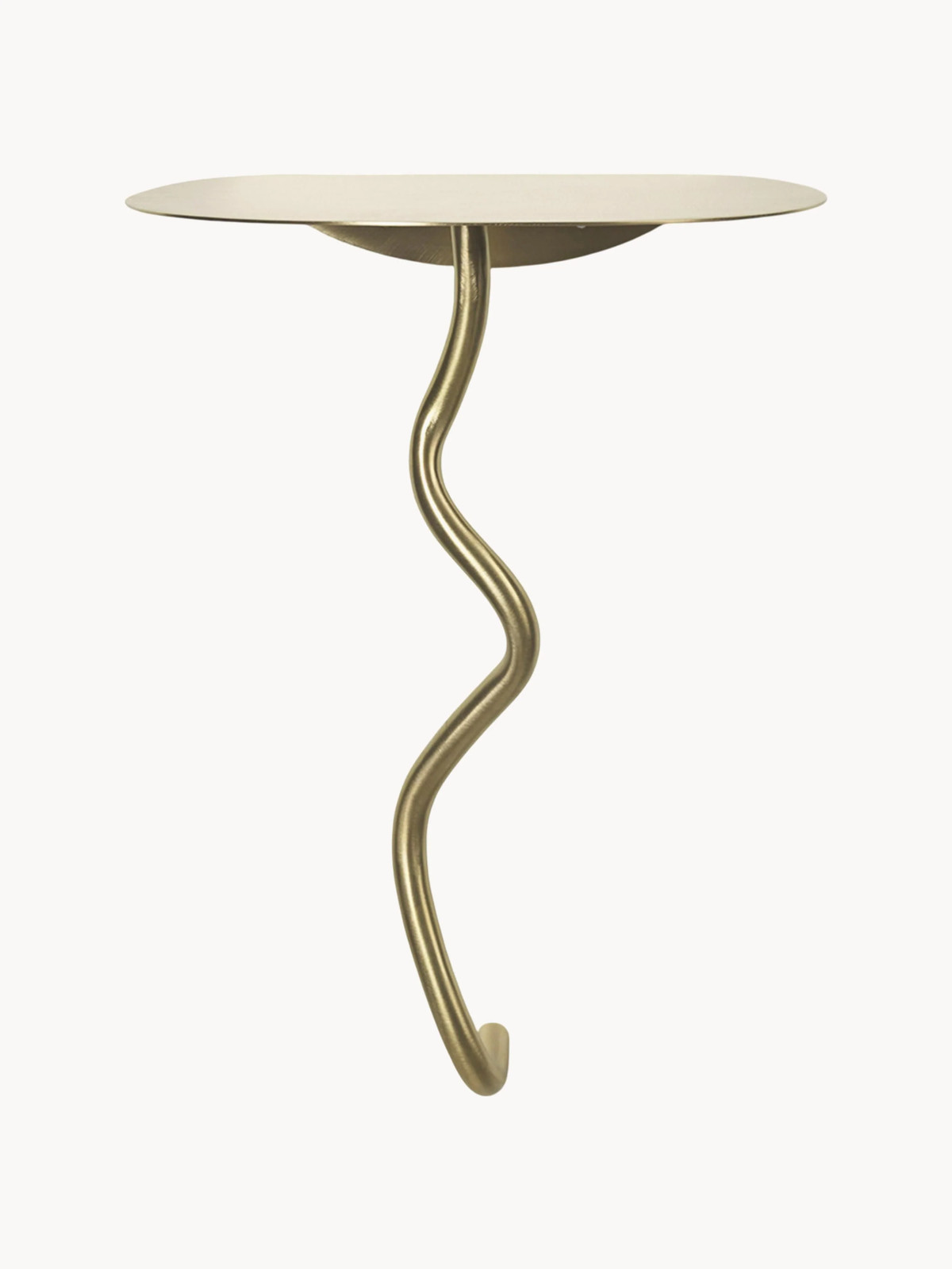 ferm LIVING Wandbijzettafel Curvature messing B: 44 cm, D: 30 cm, H: 44 cm