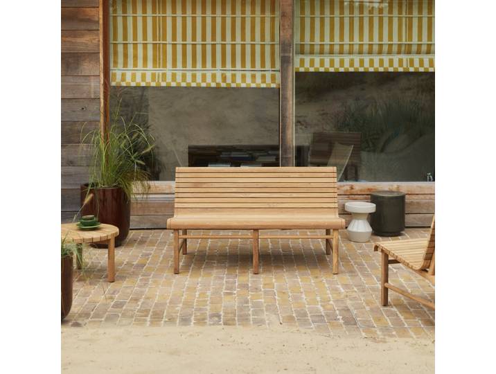 Gartenbank aus massivem, recyceltem Teakholz, 2 Personen Hélen - Natur - Teak