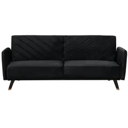 3-SITZER-SCHLAFSOFA Samtstoff Schwarz Senja