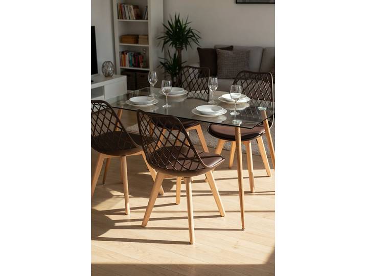 4er Set Mima Stühle - Braun