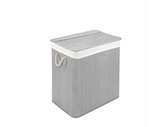 WohnDirect Wäschekorb MIT Deckel Bamboo, Hellgrau, Naturmaterialen, 52x60x32 cm, Haushalt & Reinigung, Wäschepflege, Wäschekörbe & Wäschetonnen