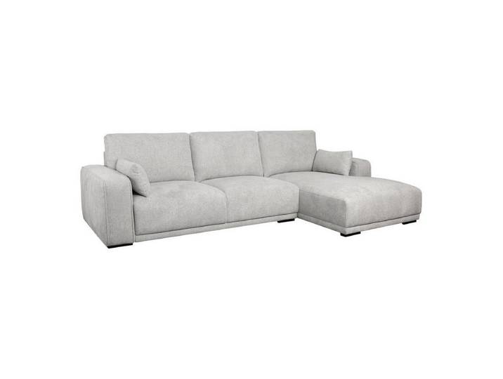 Feeling4Home Ecksofa Fonora Hellgrau - Rechts Recamiere, Federkern & Stoff-Bezug, Elegante Metallbeine, weiche Haptik