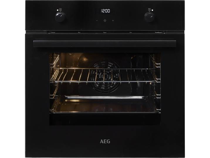 AEG Backofen BEE43511AB , Energieeffizienz: A, schwarz, B:59,4cm H:59cm T:56cm, Backöfen, Heißluft: Gleichmäßiges Garen auf 3 Ebenen: ideal für Mehrblech‑Backen, Backofen