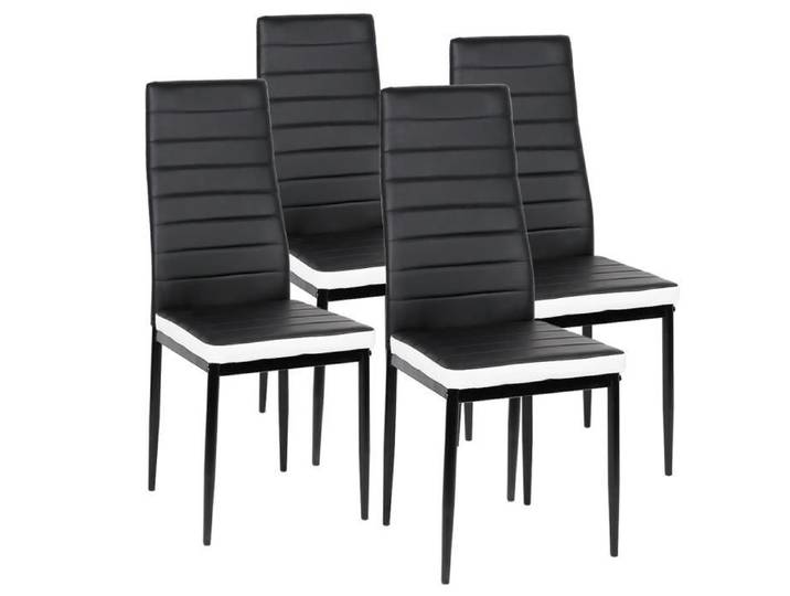 Lot de 4 Chaises pour salle a manger noir / blanc