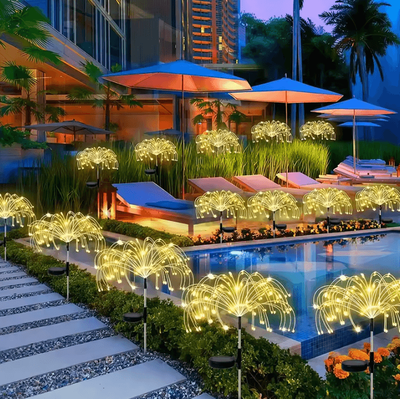 Inspire Curations Solar Firework Fairy Lights Waterproof LED Garden Lights warm 90led