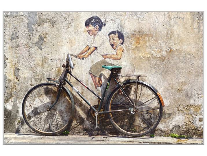 Bild mit Rahmen Street Art mit Fahrrad image LAND