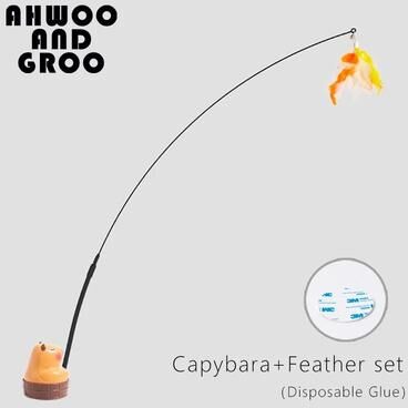 Inspired Finds Capybara Bird Bell Cat Teaser Wand Toy For Interactive Hunting & Exercise glue Feather