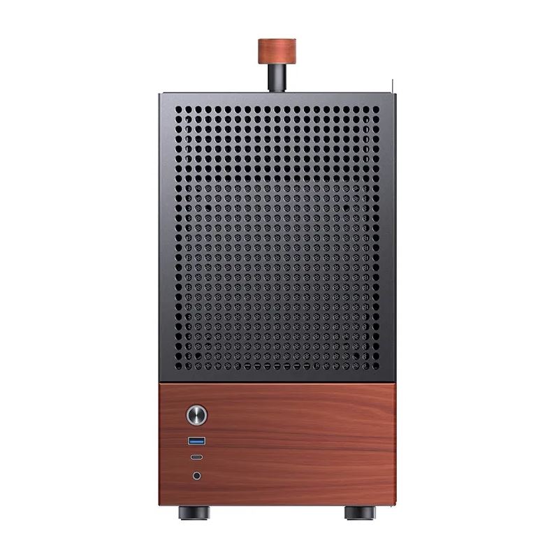 Jonsbo T6 PC Gehäuse, Mini-Tower, Mini-ITX, Tempered Glass, Holz - schwarz