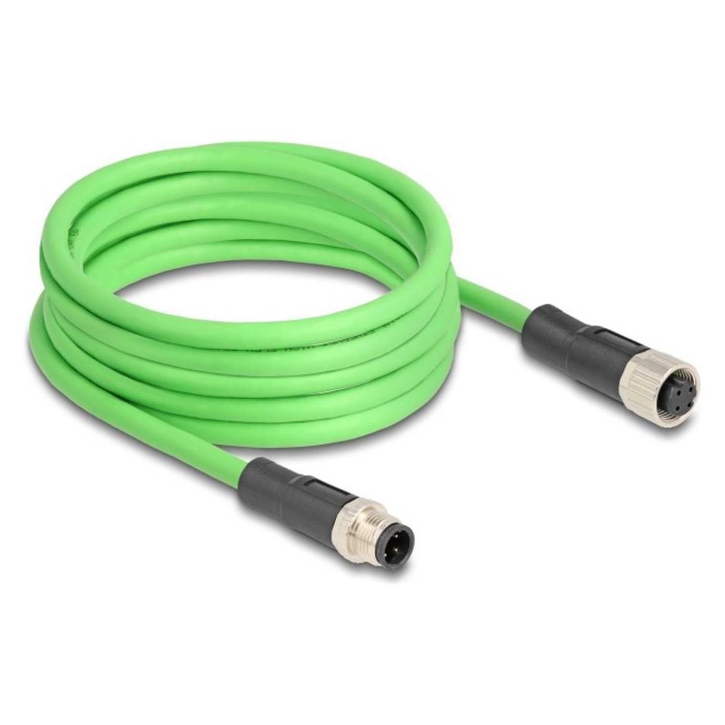 Delock M12 Kabel D-kodiert 4 Pin Stecker zu Buchse PUR (TPU) 5 m (5 m) (80409)