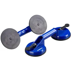 Relaxdays 2 Kopf Saugheber 2er Set, Transport von Scheiben, Fliesen & Platten, Glasheber 80 kg, Saughalter Ø 12 cm, blau