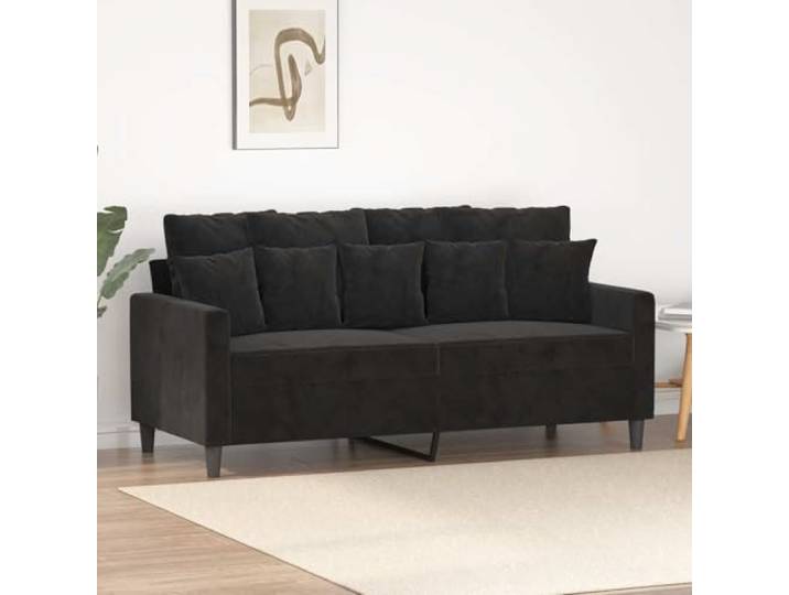 HEFZGDB 2-Sitzer Sofa 140 cm Samt Stoffbezug Schwarz Modernes Metallgestell Bequem Sitzpolsterung Wohnzimmer Möbel Luxuriöses Design Robust Stilvoll