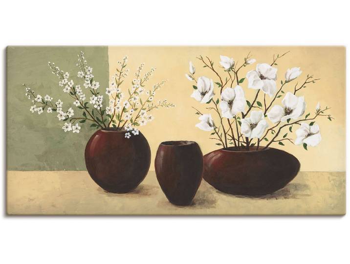 Leinwandbild ARTLAND Magnolien , gelb (farbe bild(er): gelb), B:100cm H:50cm, Bilder, Leinwandbild, auf Holzrahmen gespannt