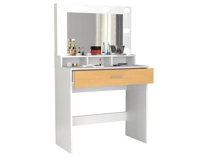 Schminktisch VCM Schminktisch Frisiertisch Schublade Spiegel Kosmal , braun (weiß, honig, eiche), B:80cm T:40cm, Tische, Schminktisch
