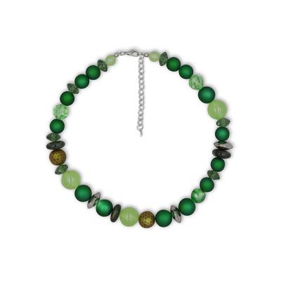 Collier FIRETTI "verschiedene Grüntöne, modern", bunt (metallfarben, grün), Halsketten, Damen, Metall Perlen, L: 54,5, Metall, Perlen, Collier, Made in Germany - mit Kunststoffperle