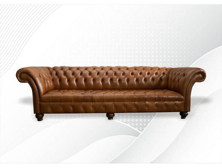 JVmoebel Chesterfield-Sofa Elegantes Chesterfield Sofa in braunem Kunstleder, Packung, Made in Europa