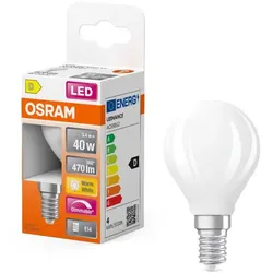 OSRAM E14  LED Tropfen Lampe Superstar Classic P 40  matt dimmbar 3.4W wie 40W warmweißes Licht