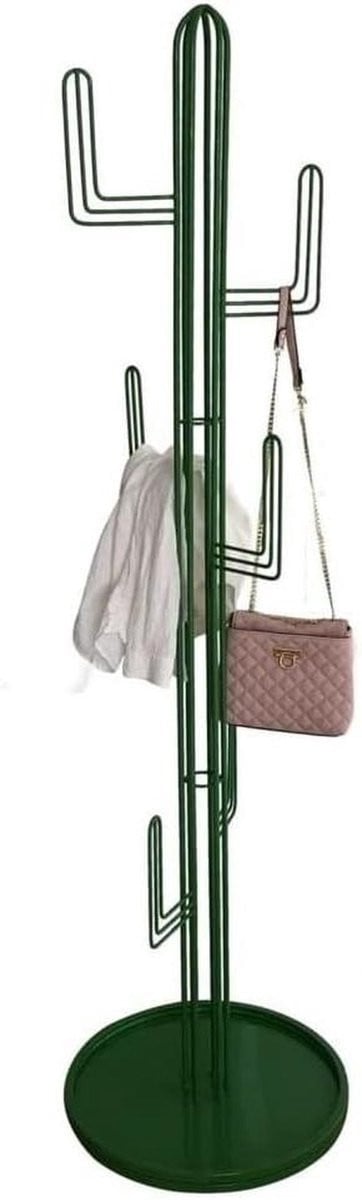 Staande metalen kapstok in cactusdesign voor kleding en accessoires, groen