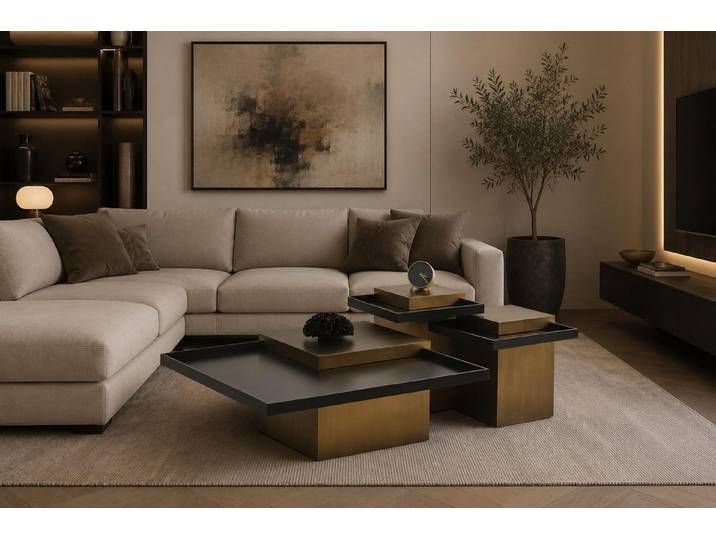 JVmoebel Couchtisch Modern Couchtische Wohnzimmer Komfort Elegant Neu Quadratisch Metall, Made in Europa