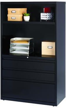 Hirsh "HL8000 Series 36"" Wide 3-Drawer Combo Commercial Lateral File Cabinet, Black"
