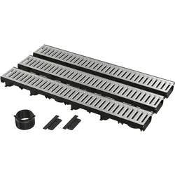 AlcaDrain Garagenset Entwässerungsrinne mit verzinktem Rost 3 Meter