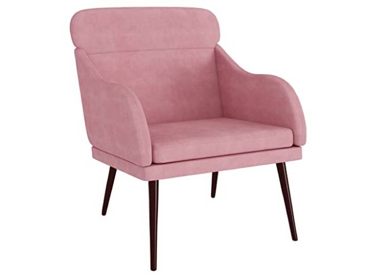 HAQWRDQSG Sessel Samt Relaxsessel mit Metallgestell Rosa 63x76x80 cm Polstersessel mit weichem Bezug und ergonomischer Rückenlehne für stilvolle Entspannung im Wohnzimmer oder Schlafzimmer.