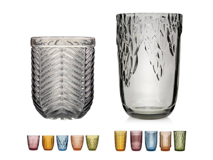 Sänger Trinkgläser Set Porto + Faro - 12 teilig, Mehrfarbig, Glas, Rund, Gläser, Trinkgläser