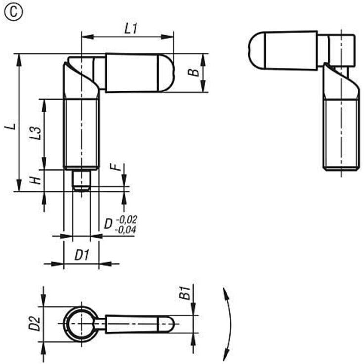 KIPP Sperrriegel M10x1 Ø6mm brüniert mit Gewindehülse Kunststoffkappe (K1672.060610184)