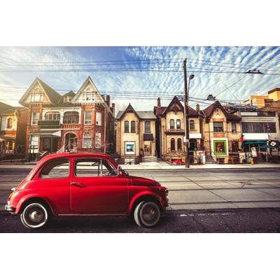 Fototapete PAPERMOON "AUTO-ALTSTADT Cars", bunt, B:4,5m L:2,8m, Vlies, Tapeten
